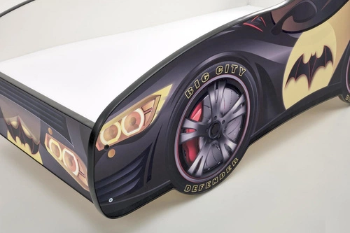 Łóżko dziecięce samochód Batman Car 140x70 z materacem nowoczesne do pokoju dziecka