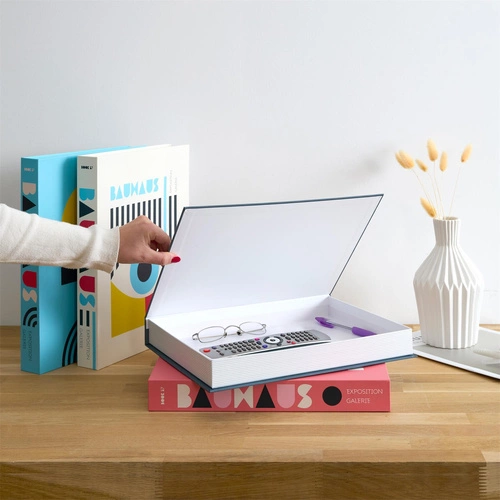 Intesi Bauhaus różowe pudełko ozdobne książka dekoracyjna tekturowa do sypialni i salonu