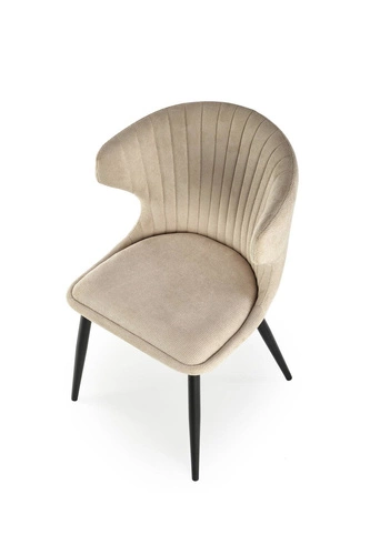 Krzesło tapicerowane Odile beżowe do jadalni i salonu nowoczesne na czarnych nogach Intesi