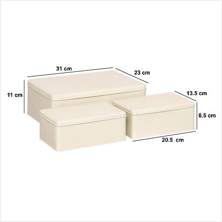 Zestaw 3 pudełek Deskolor szare, metalowe