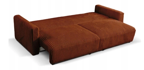 Sofa rozkładana z funkcją spania Loppie sztruksowa terakota do salonu nowoczesna