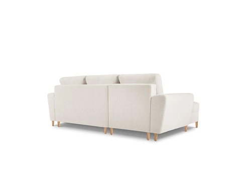 Narożnik z funkcją spania Moghan Beige Boucle Lewostronna kolor nóg naturalny