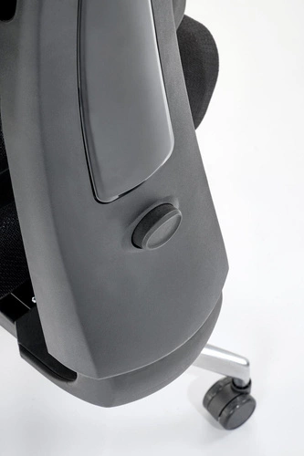 Fotel biurowy ergonomiczny Rivkin czarny z siatki obrotowy z zagłówkiem i regulacją Intesi