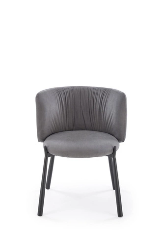 Krzesło tapicerowane welurowe Itzal szare do jadalni i salonu z podłokietnikami nowoczesne