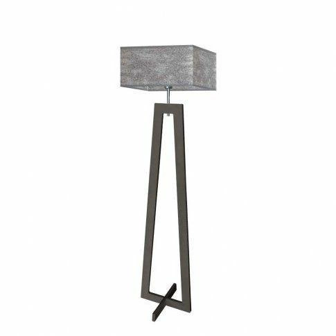 Lampa podłogowa JAWA szara melanż z abażurem, nowoczesna drewniana do salonu Lysne 138 cm
