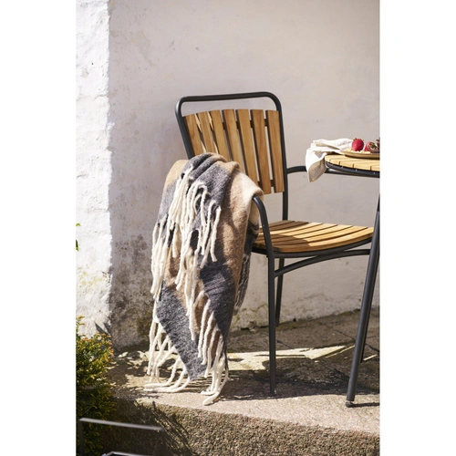 Koc Carmel wełniany ciepły na kanapę czarno-brązowy 130x170 cm