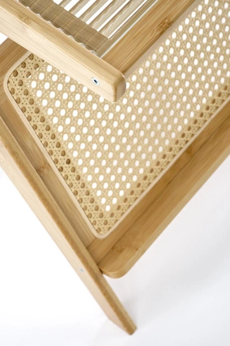 Stolik kawowy Balli boho z rattanu i szkła prostokątny naturalny do salonu Intesi