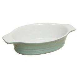 UNIQUE naczynie ceramiczne do zapiekania owalne zielone małe 22x11 cm