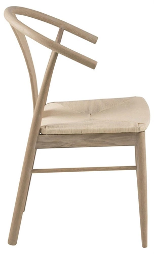 Krzesło drewniane Janik Actona do jadalni i salonu skandynawskie z podłokietnikami plecionka