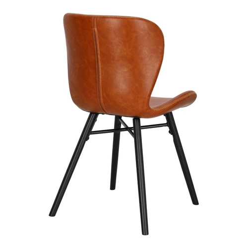 Krzesło tapicerowane Batilda ekoskóra brązowa na czarnych nogach do jadalni nowoczesne Actona