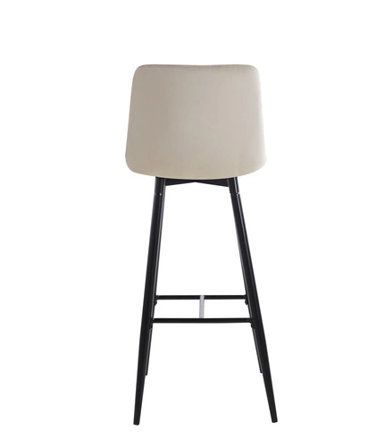 Hoker Poly High beżowy welurowy z oparciem nowoczesny do kuchni i wyspy na czarnych nogach