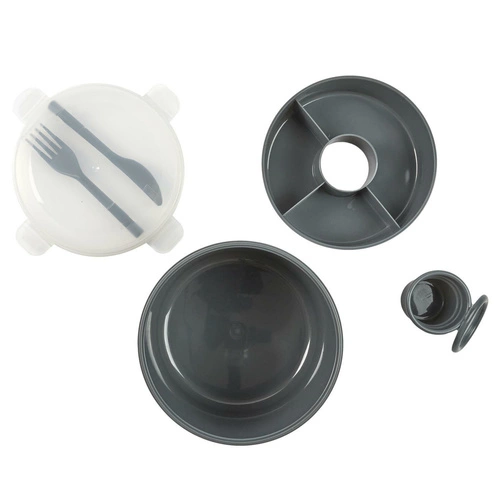 Lunchbox Round Intesi 1,4l antracytowy z przegródkami i sztućcami do pracy lub szkoły