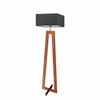 Lampa stojąca do salonu Jawa grafitowy abażur nowoczesna drewniana Lysne 138 cm