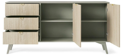 Komoda Sage 158 cm z szufladami i szafkami w jodełkę glamour do salonu i sypialni