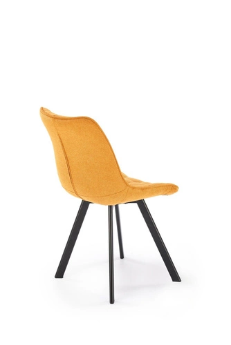 Krzesło tapicerowane Giselda musztardowe do jadalni i salonu nowoczesne z czarnymi nogami Intesi