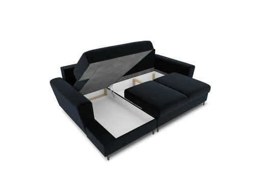 Narożnik z funkcją spania Moghan Dark Blue Velvet Lewostronna kolor nóg czarny