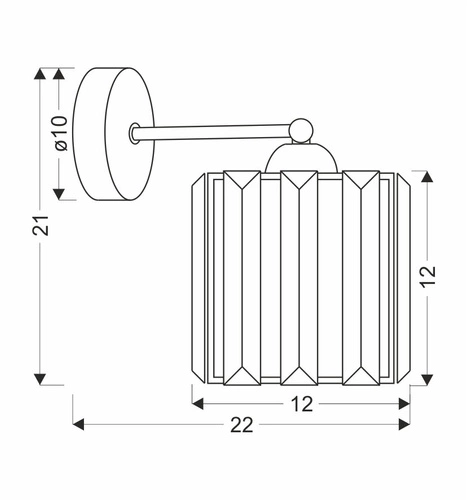 Kinkiet Glassia lampa czarny 1x40 E27 klosz czarny+kryształy bezbarwne