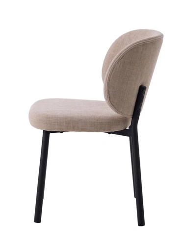 Krzesło tapicerowane Naws beżowe nowoczesne do jadalni na czarnych metalowych nogach