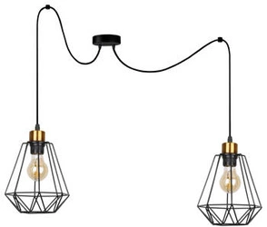 Lampa wisząca Primo p czarny+złoty 2x60W  E27 klosz czarny