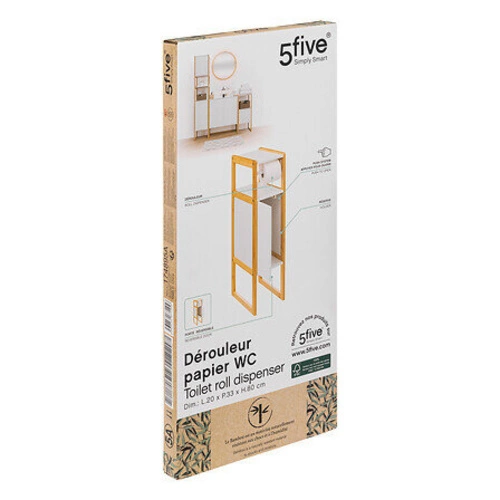 Szafka łazienkowa stojąca biała Natureo na papier toaletowy z drewna bambusowego 20 cm 5five