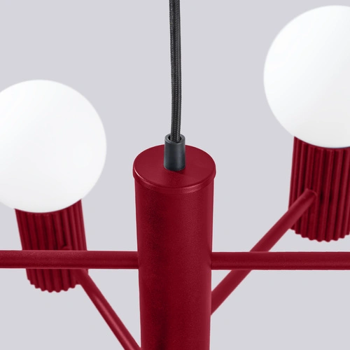 Żyrandol nowoczesny HALO 6 burgund lampa sufitowa do salonu i jadalni 64 cm