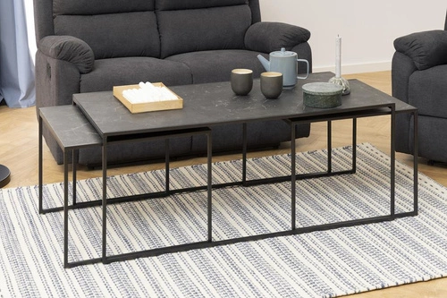 Komplet stolików kawowych Infinity czarny marmur prostokątny nowoczesny loft do salonu Actona