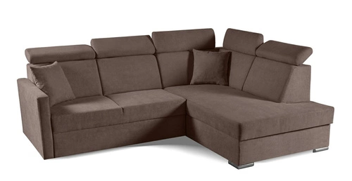 Narożnik z funkcją spania do salonu Mils XL prawostronny nowoczesny brązowy Intesi