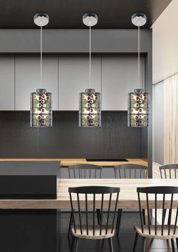 Lampa wisząca Nocturno 12 chrom szklana nowoczesna regulowana do salonu i nad stół