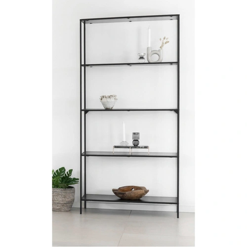 Regał metalowy Vita czarny loftowy 80 cm na książki do salonu