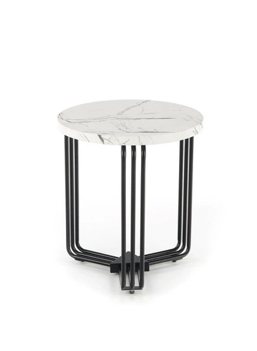 Stolik kawowy Lintica okrągły biały marmur nowoczesny loft do salonu Intesi 40 cm