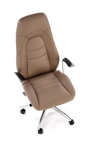 Fotel biurowy ergonomiczny obrotowy Nolvia cappuccino skórzany z podłokietnikami do biura