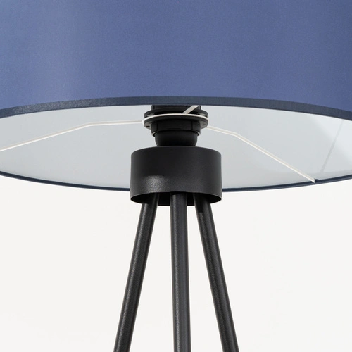 Lampa stojąca do salonu NEVIA granatowa nowoczesna z abażurem na metalowej podstawie