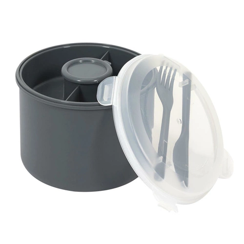 Lunchbox Round Intesi 1,4l antracytowy z przegródkami i sztućcami do pracy lub szkoły