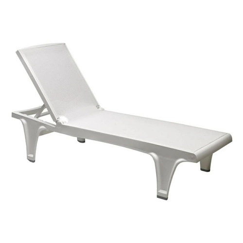 Leżak ogrodowy Tahiti SCAB Design biały nowoczesny technopolimer regulowany na taras i do ogrodu