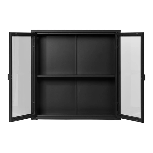 Brisbane czarna witryna szklana loftowa na alkohol do salonu 80 cm