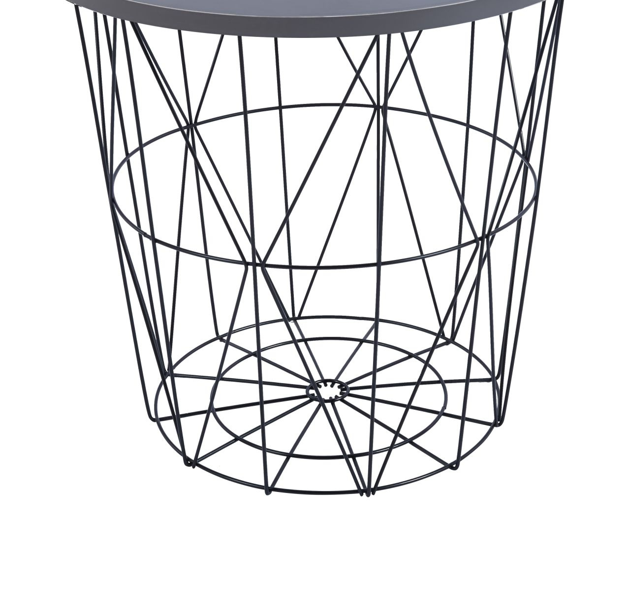Stolik kawowy Salvatore okrągły szary nowoczesny loftowy z czarną stalą do salonu 42 cm
