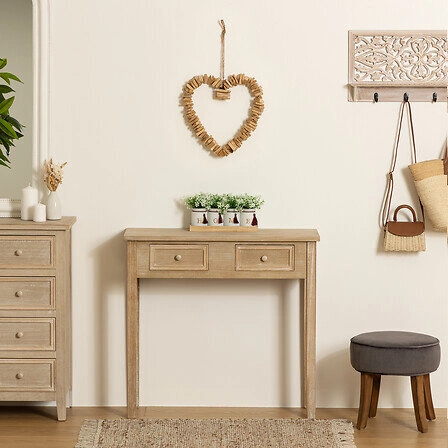 Drewniana dekoracja ścienna Agnes Atmosphera naturalna ozdoba na ścianę do salonu 37x36 cm