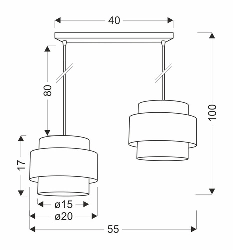 Lampa wisząca Prestige czarny 2x40W E27  abażur czarny+złoty