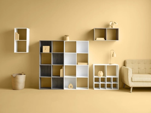 Regał na książki do salonu Kali 3 półki nowoczesny modułowy naturalny MDF 100,5 cm