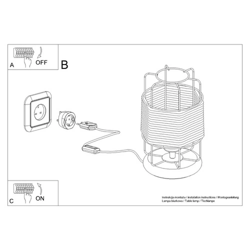 Czarna lampa biurkowa GIZUR metalowa industrialna lampka nocna do sypialni i biura SOLLUX