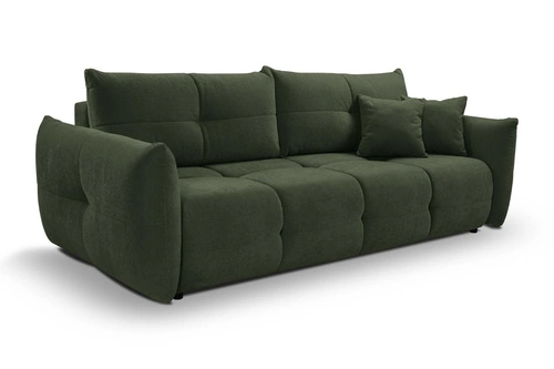 Sofa rozkładana Bode 3 osobowa z funkcją spania i pojemnikiem zielona do salonu