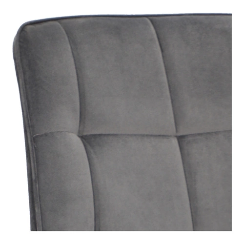 Krzesło do jadalni Plaid Intesi tapicerowane welur szare pikowane glamour czarne nogi