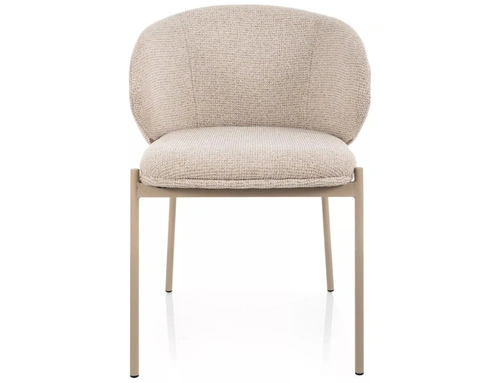 Krzesło tapicerowane Elsme beżowe z podłokietnikami do jadalni salonu
