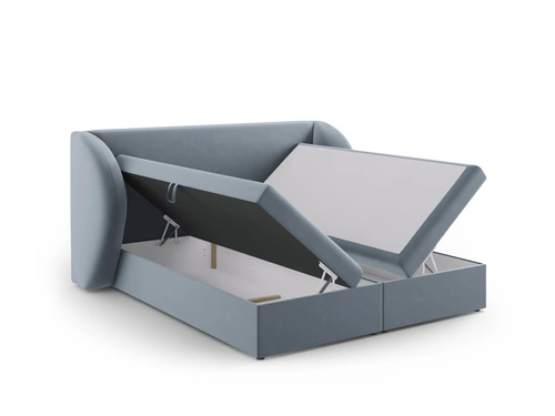 Łóżko tapicerowane Miley niebieskie welurowe 180x200 z pojemnikiem nowoczesne do sypialni