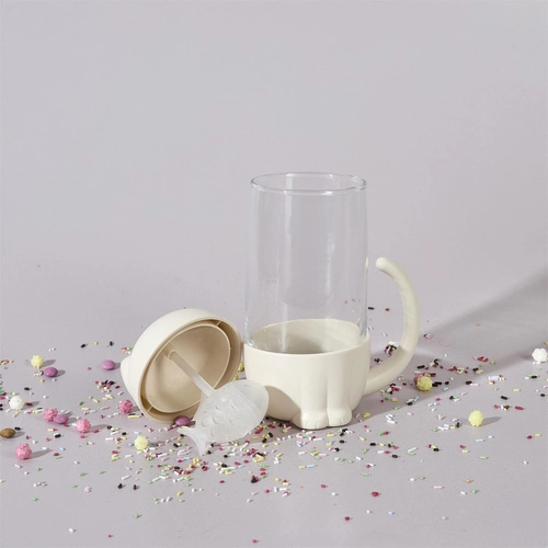 Kubek szklany Kawaii z zaparzaczem kotek z rybką 300ml do herbaty Intesi nowoczesny