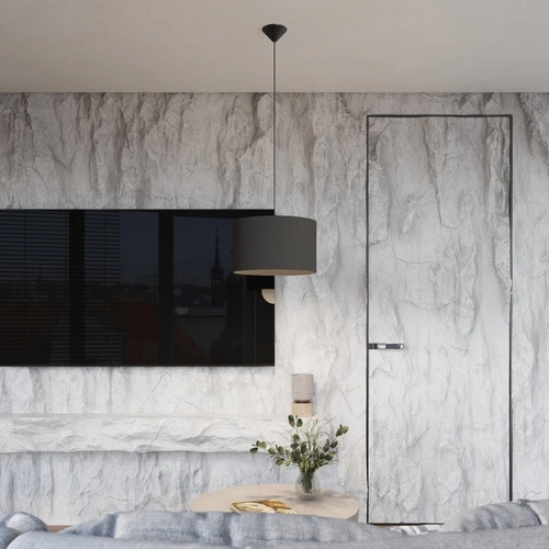 Lampa wisząca czarna NOVA 30 minimalistyczna z tkaniny do salonu regulowana wysokość