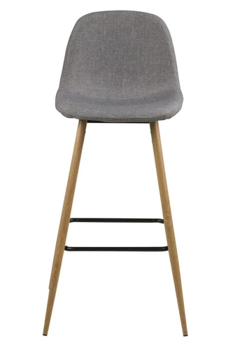 Hoker Wilma tapicerowany szary jasny z oparciem nowoczesny do kuchni i wyspy Actona 73 cm