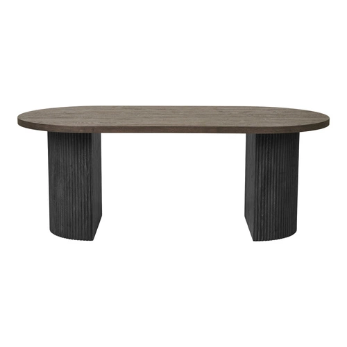 Stolik kawowy owalny drewniany Boavista Intesi skandynawski do salonu 120x60 cm brązowy