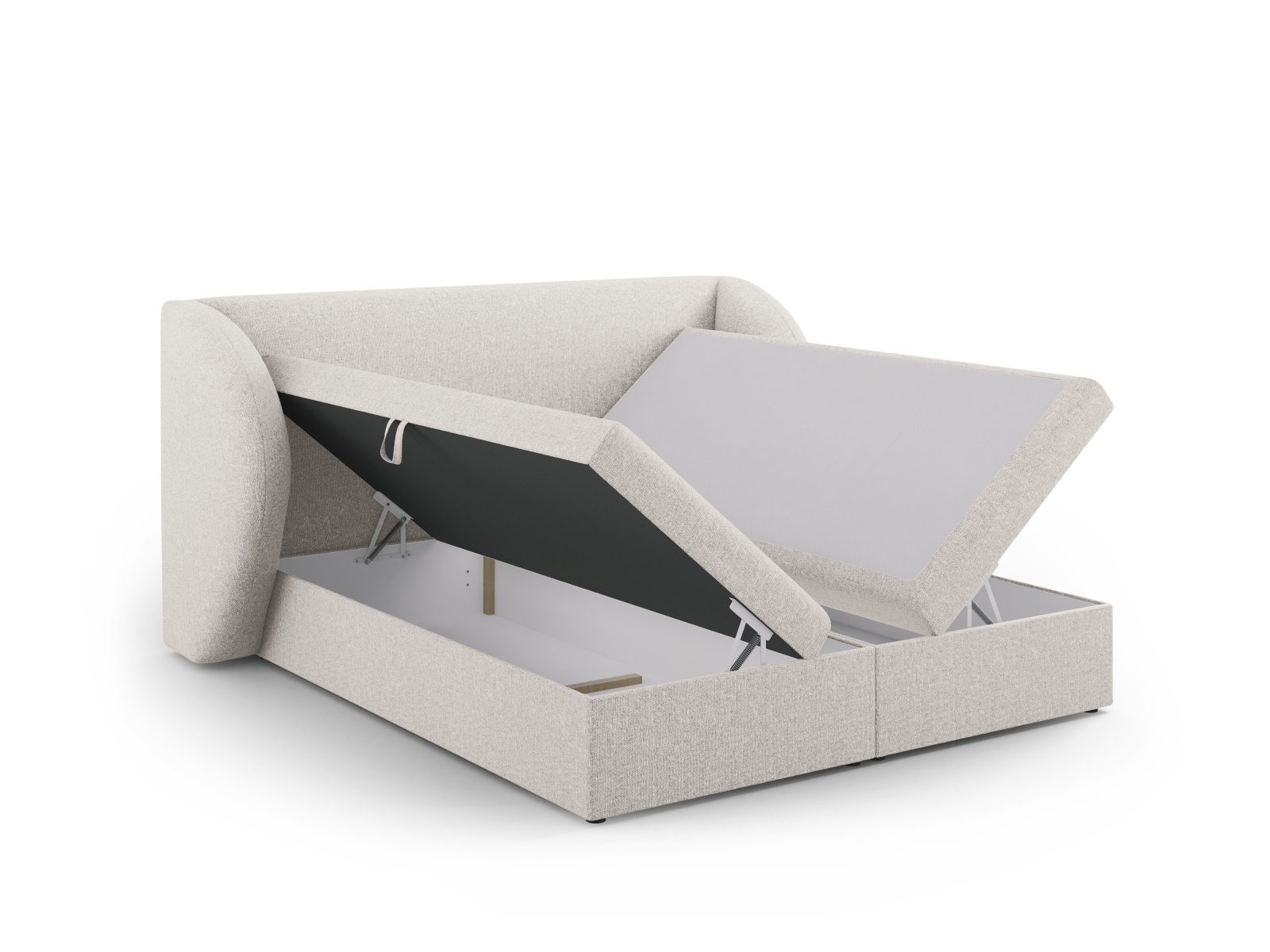 Łóżko tapicerowane Miley szare 160x200 z pojemnikiem do sypialni nowoczesne glamour