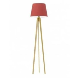 Lampa podłogowa CURACAO abażur czerwony stelaż dębowy